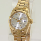 Rolex Lady Datejust President Ref 6917 18K Gold Silver Diamond Dial
